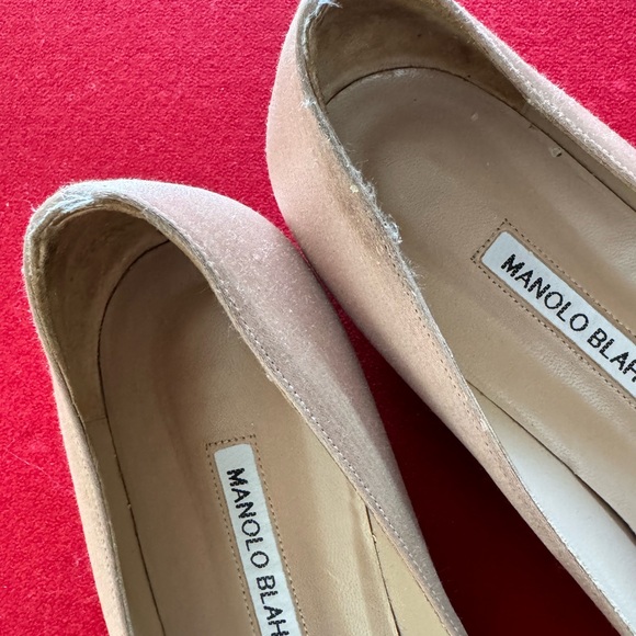 AUTHENTIC Manolo Hangisi Crystal-Buckle Satin Flats - Picture 3 of 5